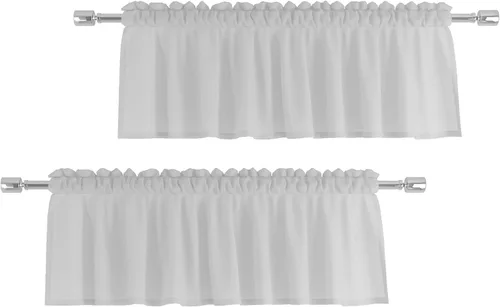 Miniatura 23 de Cenefas traslúcidas beige de 18 pulgadas, cortinas para ventana de sala de estar, dormitorio, cocina, mini paneles de cortina cortos pequeños