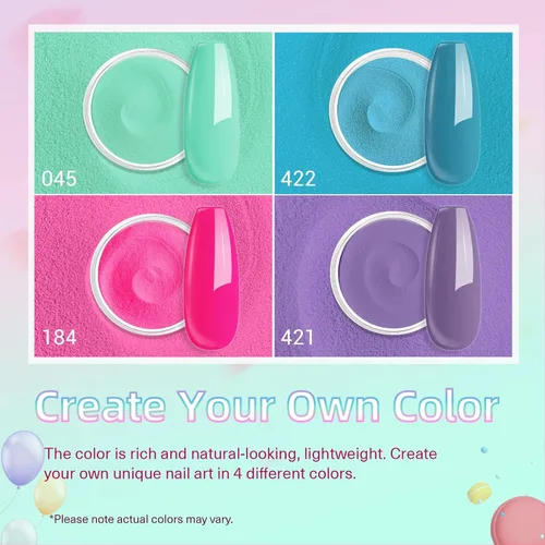 Miniatura 3 de Azurebeauty - Kit de iniciación de uñas de polvo de inmersión, primavera y verano, tonos pastel verde brillante, rosa intenso, púrpura, 4