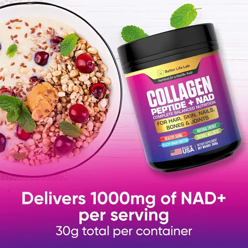 Miniatura 4 de BETTER LIFE LAB Péptidos de colágeno hidrolizados con NAD – Apoya el cabello, la piel, las uñas, las articulaciones y los huesos – Colágeno tipo I