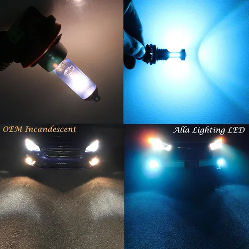Miniatura 2 de Alla Lighting - Bombillas LED H8 H11, reemplazo para luces antiniebla o lámparas DRL, 8000K azul hielo 12V, H11LL, H8LL, H16, para automóviles