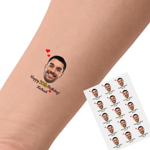 Miniatura 18 de YESCUSTOM Tatuajes temporales personalizados con foto, tatuaje facial personalizado con logotipo para adultos, parejas, mujeres, hombres, tatuajes
