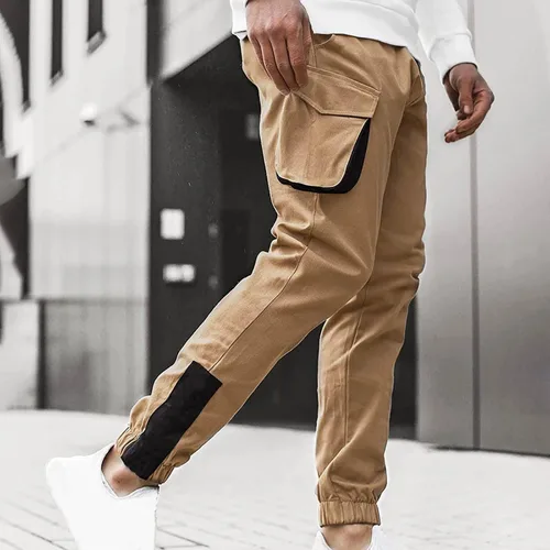 Miniatura 8 de IEPOFG Pantalones cargo para hombre con bolsillo lateral, ajuste relajado, pantalones de harén ajustados, pantalones tácticos casuales para deportes