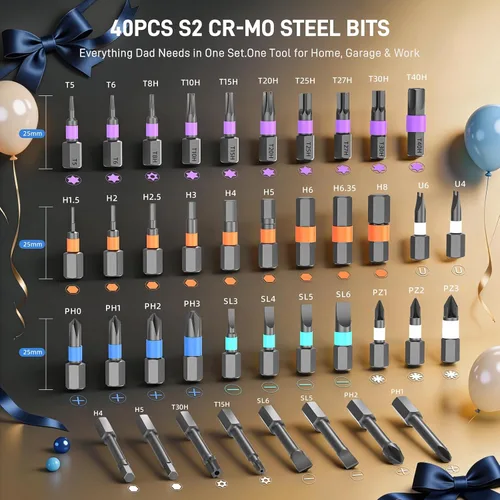 Miniatura 7 de 42 in 1 Magnetic Screwdriver Set with Gift Box, Father’s Day Gifts for Men, Husband, Dad, Ratchet Screwdriver Set for Furniture, Computer, Bicycle