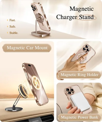 Miniatura 5 de GVIEWIN Funda para iPhone 16 Pro Compatible con MagSafe, Mejorada [Protección Completa de la Cámara][Marco de Ondas Lindo][Protección de Grado