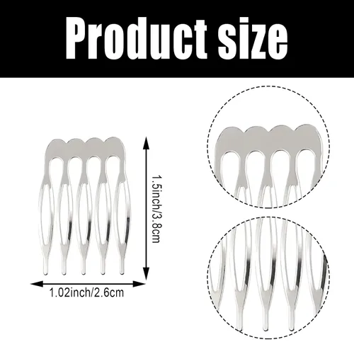 Miniatura 2 de 20 peines pequeños de metal pequeños para mujeres y niñas, peines deslizantes de alambre en blanco liso para clips de torsión y manualidades