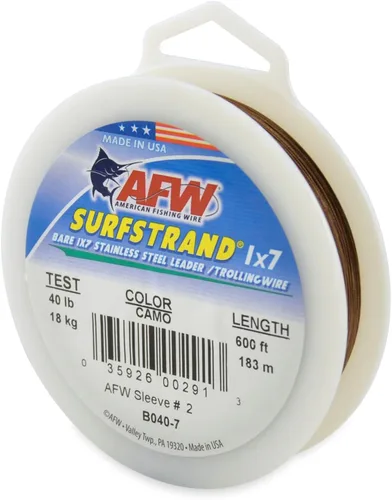 Miniatura 17 de Surfstrand Bare 1x7 Cable Líder de Acero Inoxidable - Línea Líder de Pesca para Agua Salada, 20lb Test - 325lb Test en Brillante, Camuflaje