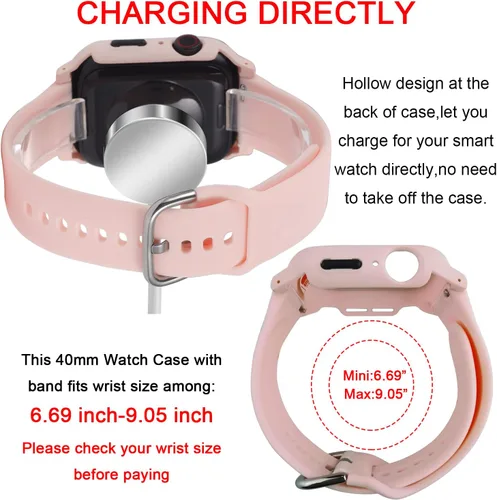 Miniatura 7 de Correa 3 en 1 para Apple Watch con funda, correas de silicona suave con cubierta dura de policarbonato protector de pantalla integrado de vidrio