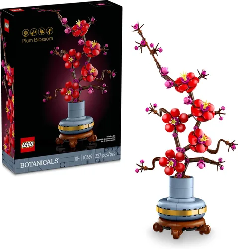 LEGO Botanicals - Juegos de construcción de flores de ciruela artificiales para adultos - Flor artificial para centro de mesa de cena, decoración