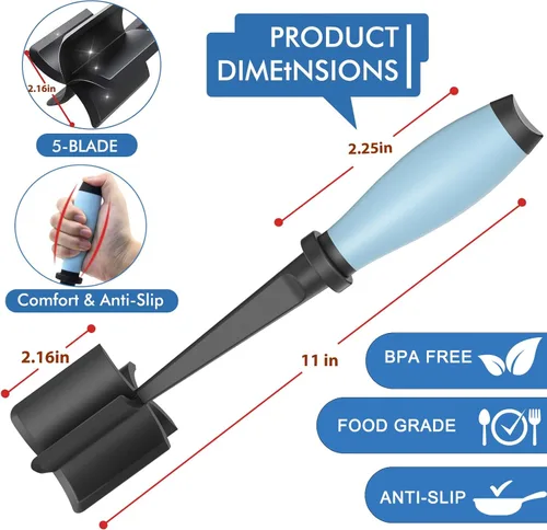 Miniatura 7 de Picador de Carne Mejorado, Triturador de Carne Resistente al Calor para Carne de Hamburguesa, Aplastador de Carne Molida, Utensilio de Picador