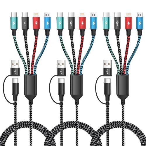 Miniatura 14 de Cable USB C a Lightning, cable de carga 4 en 1 de 240 W, 5 pies, cable de carga múltiple USB A/C a C/Lightning con luz para iPhone 16/15/14/13