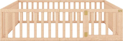 Miniatura 8 de Bellemave Cama de suelo para niños, marco de cama Montessori tamaño Queen con barandillas de valla para niños, camas de madera para niños y niñas