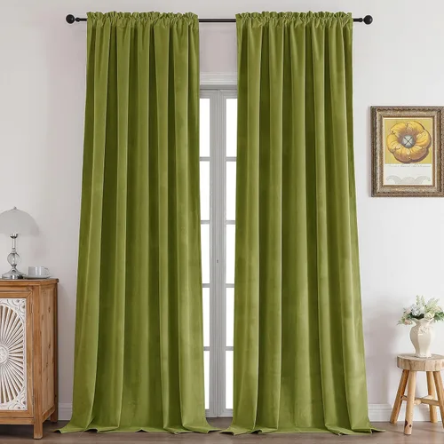 Miniatura 17 de CUCRAF Cortinas opacas de terciopelo negro de 63 pulgadas de largo, con aislamiento térmico, reducción de ruido, bolsillo para barra, cortinas