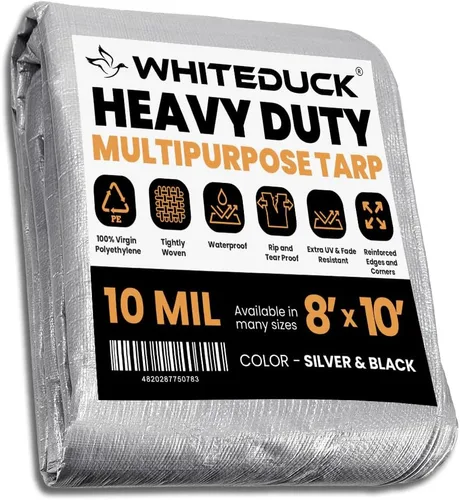 Miniatura 48 de WHITEDUCK Lona de polietileno súper resistente de 16 mil de grosor, 12 x 16 pies, impermeable, 100% resistente a los rayos UV, a prueba de Azul- 16