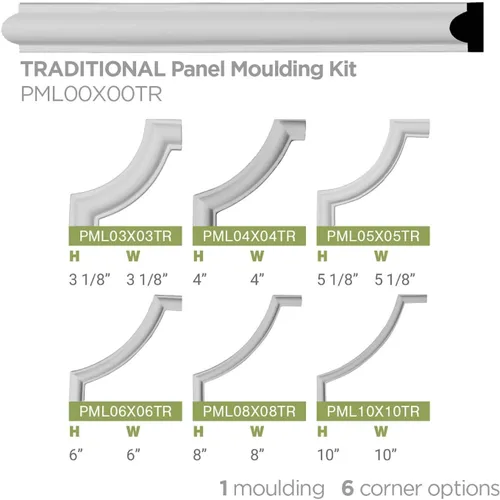 Miniatura 10 de Ekena Millwork PML00X00TR-CASE-4 Moldeado tradicional (paquete de 4) panel, 3/4 "H x 3/8" P x 94" L, imprimado