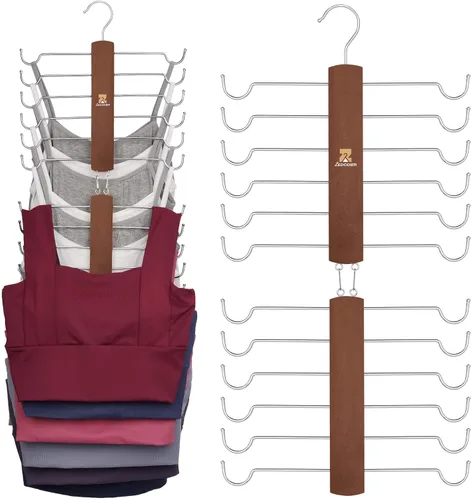 ZEDODIER Percha para camisetas sin mangas, paquete de 2 organizadores de madera para sujetadores, 12 unidades de capacidad de almacenamiento, Vintage