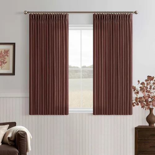 Miniatura 76 de TWODRAPES Cortinas de Lino Plisadas con Pinza Beige Blancas de 54 Pulgadas de Largo 2 Paneles para Comedor Cocina Dormitorio Plisadas Semi