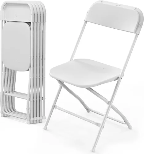 Miniatura 11 de VINGLI Paquete de 8 sillas plegables de plástico blanco, asiento comercial apilable portátil para interiores y exteriores, con marco de acero
