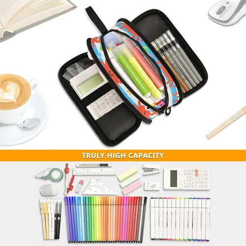 Miniatura 5 de Nylon Pencil Bags For Teen Girls Red Crab White Blue Stripe High Capacity Pencil Case Stationery Organizer for College Teen Girls estuche