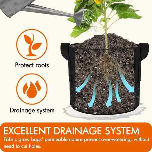 Miniatura 5 de Gardzen Paquete de 10 bolsas de cultivo de 1 galón, bolsas de cultivo de tela gruesa de 10.58 oz con asas, bolsas de cultivo de plantas de aireación