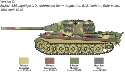 Miniatura 10 de Italeri WWII German Heavy Destroyer Tank Sd.Kfz.186 Yakt Tiger Modelo de plástico, escala 1: 56