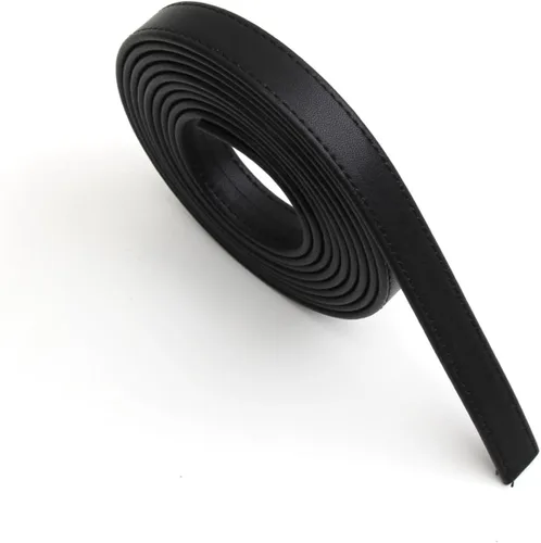 lalatia Correas de cuero sintético cosidas para manualidades, tiras de cuero con costuras de 1/2 pulgada de ancho, 2 yardas de largo, color negro