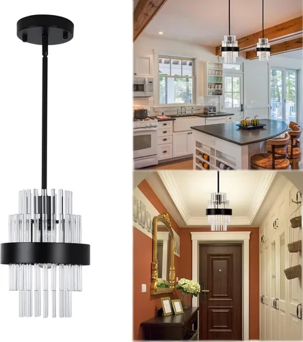 Miniatura 8 de Lámparas Colgantes, Iluminación Colgante de Cristal Moderna de 7 pulgadas, Luces Colgantes de Isla de Cocina de Níquel Cepillado, Iluminación