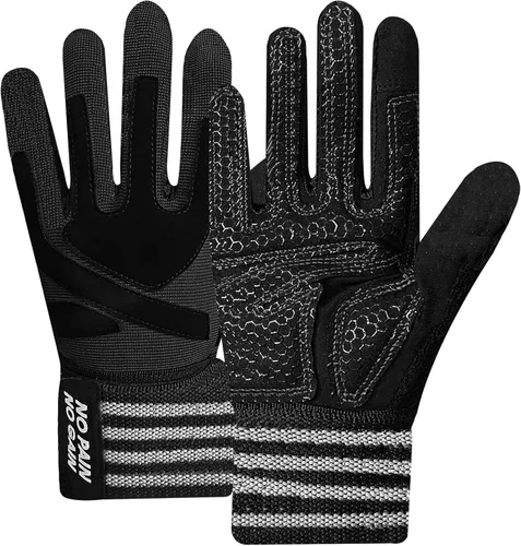 Miniatura 7 de FINGER TEN Guantes de entrenamiento de levantamiento de pesas, medio dedo completo con soporte para correa de muñeca, agarre acolchado