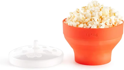 Lékué - Mini máquina para hacer palomitas de maíz para microondas, talla XS, color rojo, tazón de palomitas emergente rápido y saludable, sirve en