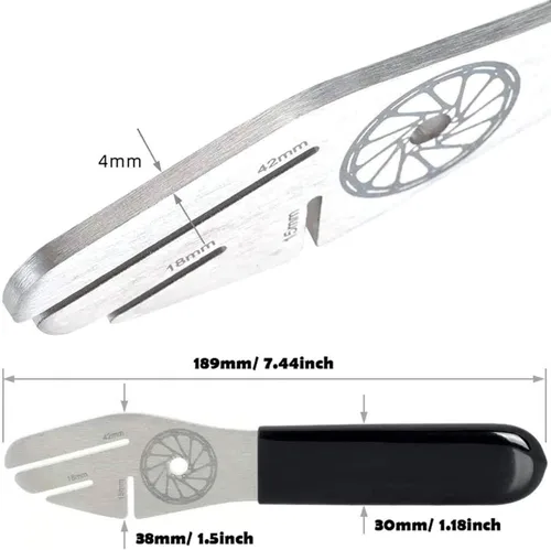 Miniatura 4 de Rotor de bicicleta Truing Tenedor con múltiples ranuras, herramienta de alineación de rotor de freno de disco de bicicleta