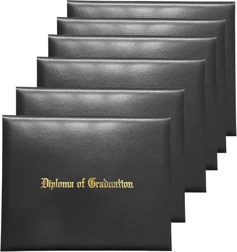 Miniatura 24 de MyGradDay Cubierta de diploma impresa 8.5x11 titular del diploma de graduación cubierta de cuero liso tamaño carta negro