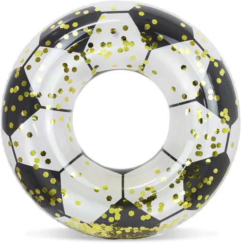 Miniatura 26 de POZA Flotador de Tubo Inflable para Piscina – Anillo de natación de confeti brillante, Tubo Inflable de Servicio Pesado Resistente a los Rayos UV Oro