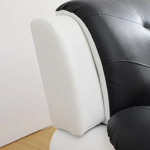 Miniatura 8 de Juego de muebles de sala de estar de 3 piezas, juego de sofá de piel sintética, juego de sofá blanco y negro para el hogar, apartamento, oficina