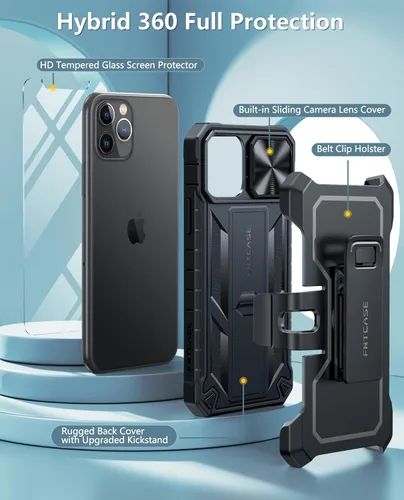 Miniatura 6 de FNTCASE for iPhone 11-Pro Protective Case: Military Grade Drop Proof Protection Rugged 11Pro Cell Phone Cover with Belt Clip Holster Kickstand &