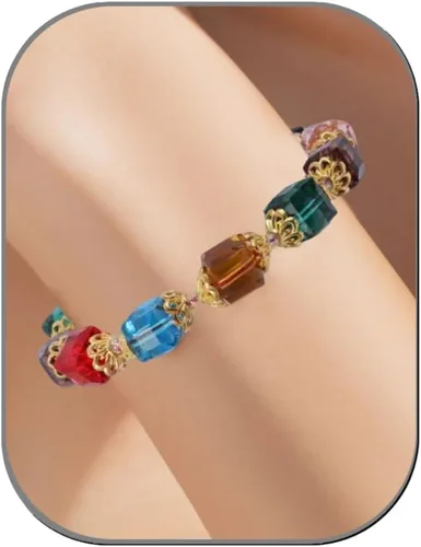 Miniatura 8 de HANGINTHERE Aurora Borealis Crystal Bracelet for Women, Stretch Iridescent Faceted AB Coating - 5000+ Pull Tested, Gift Ready