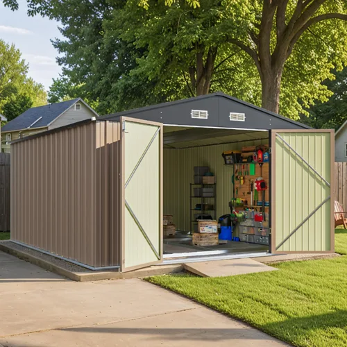 Miniatura 9 de Patiowell Cobertizo de almacenamiento al aire libre de 5 x 3 pies, cobertizo de herramientas con techo inclinado y puerta con cerradura, cobertizo
