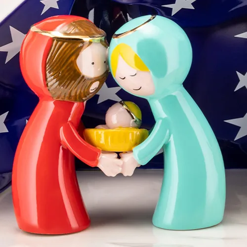 Miniatura 3 de Alessi AGJ01 W Happy Eternity Baby - Diseño de belén, porcelana decorada a mano, figuras de la Sagrada Familia y cuna