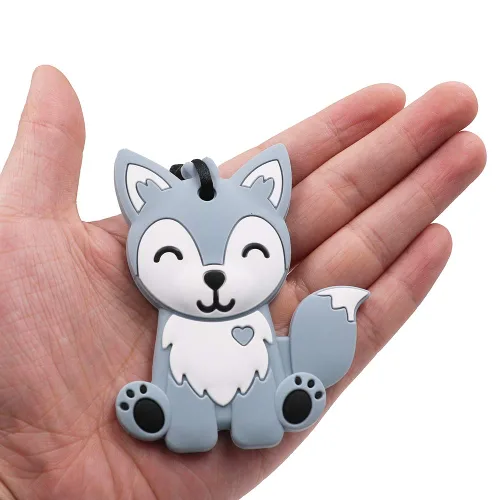 Miniatura 7 de Collares sensoriales masticables para niños, niños y niñas, paquete de 2 juguetes masticables de silicona de zorro para autismo, TDAH, SPD, juguete