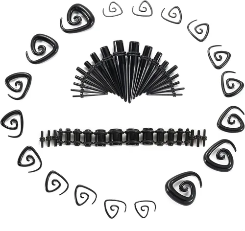 Miniatura 11 de Memsion Kit de estiramiento de orejas, 54 piezas, 14 calibres 00, kit de piercings