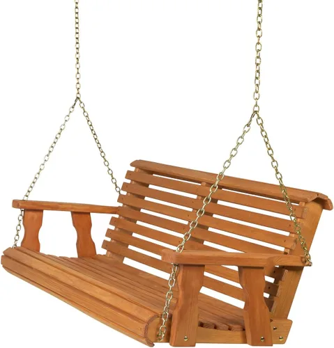 Miniatura 11 de Amish Casual resistente con inclinación hacia atrás, columpio de 3 pies para pórtico de madera en tinte cedro, auténtica artesanía Amish de pino