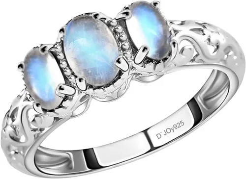 Shop LC 3 anillos de piedra natal para mujer, anillos de piedras preciosas, anillos de plata de ley 925 para mujer, chapados en platino, joyería de