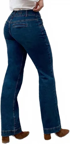 Miniatura 4 de Flamingals Jeans rasgados de pierna recta para mujer, jeans vintage de cintura media