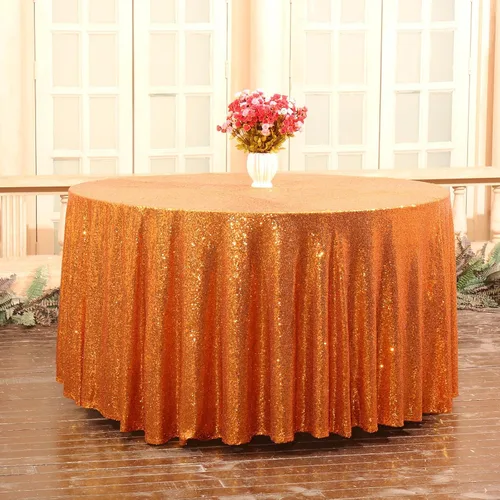 Miniatura 172 de PartyDelight Mantel de lentejuelas redondo de 50 pulgadas, color dorado claro, adorno de mesa para decoración de bodas, fiestas, cumpleaños