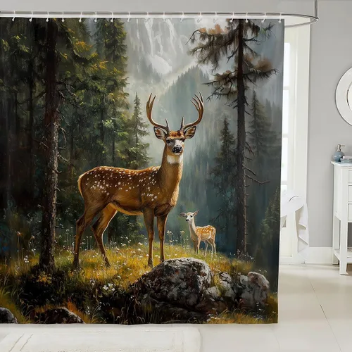 Miniatura 23 de Castle Fairy Cortina de ducha geométrica bohemia tribal exótica para baño, juego de cortina de ducha para niños y adultos, cortina de baño retro