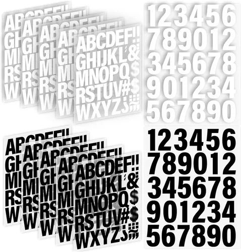 Miniatura 14 de 10 hojas, 440 piezas de letras termoadhesivas para ropa, letras de transferencia térmica de 2 pulgadas, letras de vinilo negro termoadhesivas