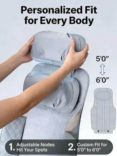 Miniatura 4 de Silla de masaje Shiatsu con calor, respaldo completo Shiatsu y rodamiento, cómoda almohadilla de masaje para aliviar el estrés, regalo para ella/él