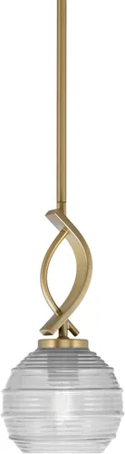 Miniatura 100 de Toltec Lighting Cavella Stem Colgado Mini colgante, acabado grafito, vidrio de muselina blanca de 4 pulgadas