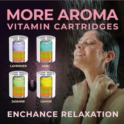 Miniatura 9 de AquaHomeGroup Cartucho de filtro de ducha con vitamina C E y A con aroma a rosa, reduce el cloro y la cloramina, apoya la piel y el cabello, se