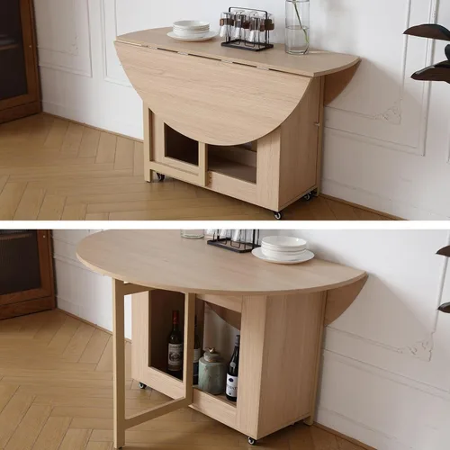 Miniatura 5 de COMUHOME Mesa de comedor plegable redonda de 47.3 pulgadas para 4-8, mesa de comedor plegable de madera para cocina, mesa de comedor grande con Mesa