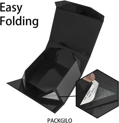 Miniatura 4 de 1 caja de regalo negra de 9.5 x 7 x 4 pulgadas, pequeña caja magnética con tapa, cajas de regalo pequeñas negras para propuesta de padrino, cajas