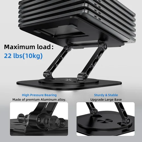 Miniatura 5 de MCHOSE - Soporte para laptop para escritorio, soporte ergonómico con base giratoria de 360°, soporte plegable para computadora portátil compatible